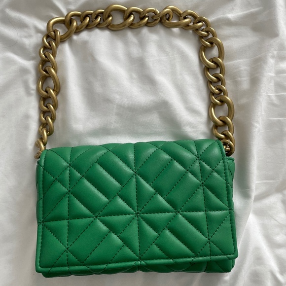 Zara Bags Zara Quilted Chain Bag In Green Poshmark